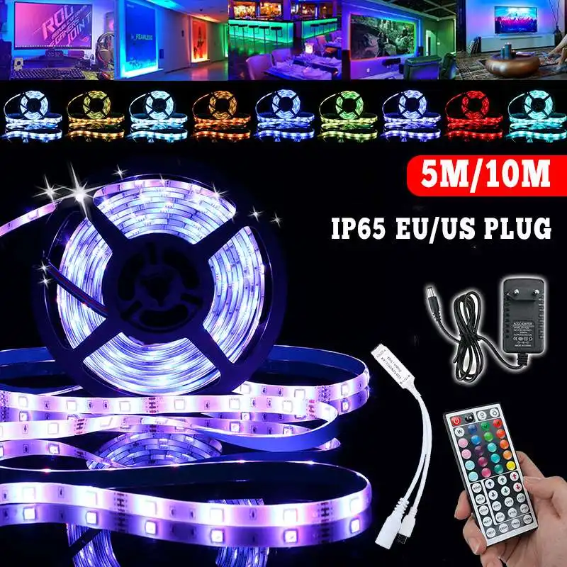 

5/ 10m DC12V RGB Светодиодные ленты светильник Водонепроницаемый светодиодный светильник ing струнные лампы Гибкий с Contoller ЕС/адаптер для розеток а...