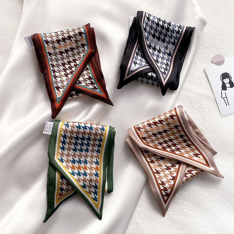 

Multi-Function Long Silk Scarf Women Paisley Houndstooth Print Narrow Neckerchief Tie Hair Band Female Skinny Scarf Head Scarf