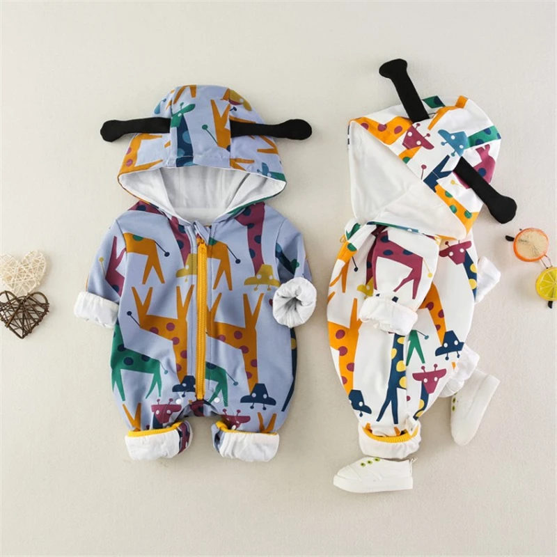 Детский зимний комбинезон с капюшоном и жирафом | Мать ребенок