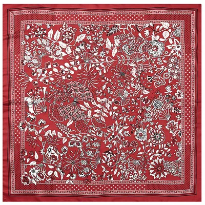 1 AOMU 70*70 см женский осенне-зимний квадратный шелковый атласный шарф с красными и синими цветами, облегающий модный головной убор, повязка для волос, бандана - Цвет: 1
