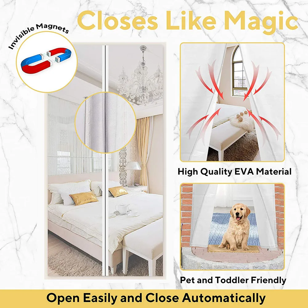 

Magnetic screen door and magnetic self-priming curtain, cool summer privacy curtain, anti-mosquito, anti-mosquito, transparent