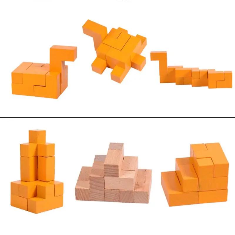 

7 Boxed Cube Soma Cubes Adult Adult Wooden Toy Elm Wooden Blocks