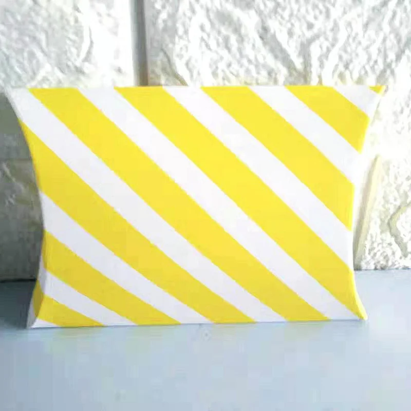 10pc-Yellow-stripe 10 шт. Подарочная коробка драже бонбоньерка Подушка Форма День рождения упаковка коробки для вечеринки сладкие свадебные подарочные коробки для подушки Конфета печенье - Цвет: 10pc-Yellow-stripe