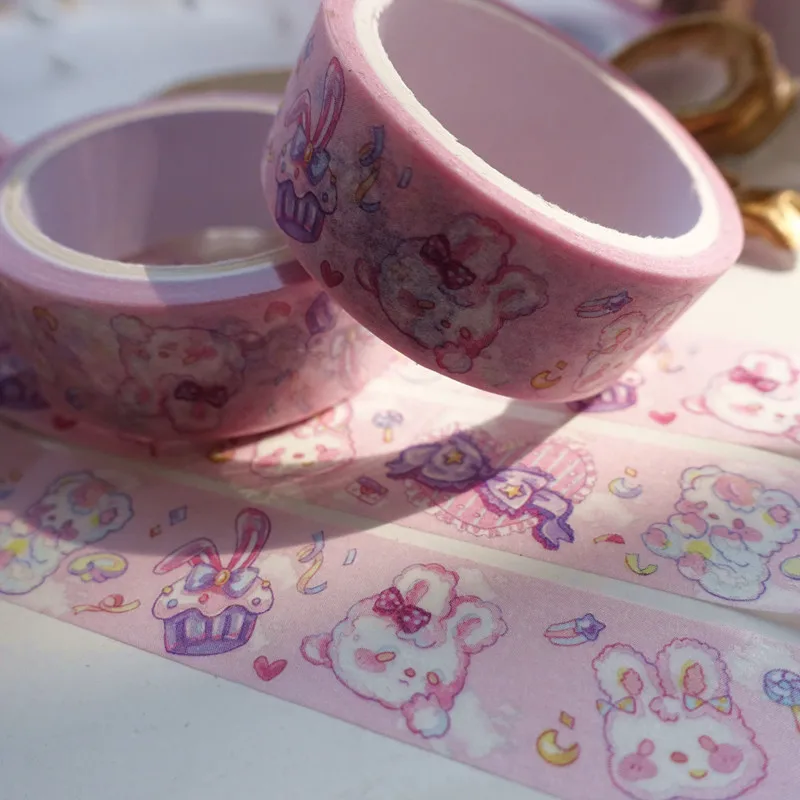 5 м Kawaii набивная коррекционная лента «кролик» девичье сердце бант конфеты розовый медведь луна звезды милый торт Декор васи лента DIY скрапбукин Маскировка