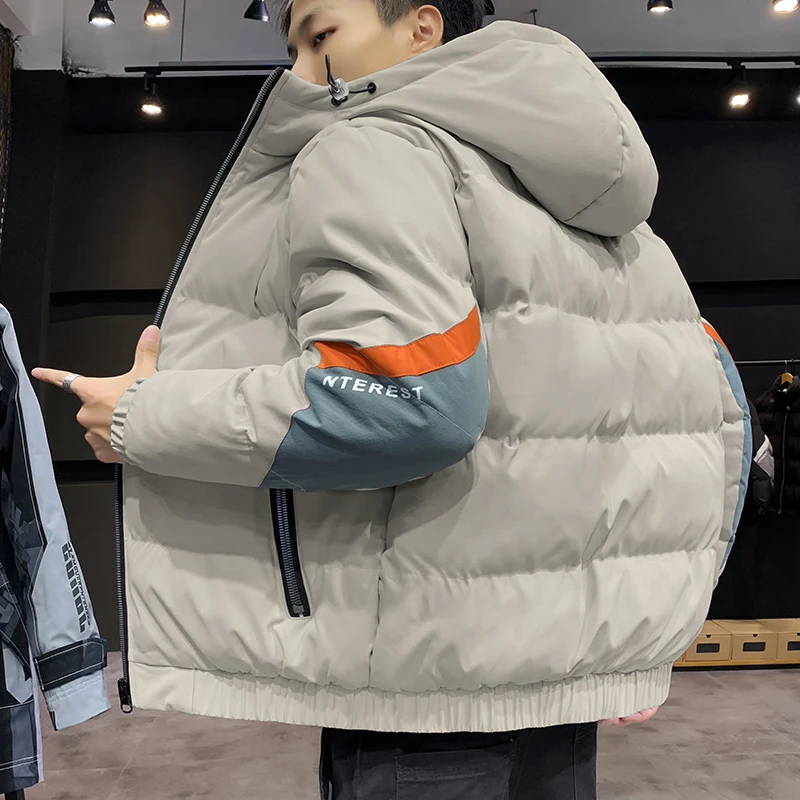 New 2022 Autumn Winter Thick Warm Parkas Mens Casual Hooded Cotton-Padded Jackets Streetwear Down Coats Male Loose Tops Clothing