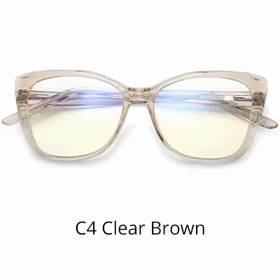 C4 Clear Brown Ralferty, женские прозрачные очки, оправа, синий светильник, женские очки, кошачий глаз, оптические оправы W2001 - Цвет оправы: C4 Clear Brown