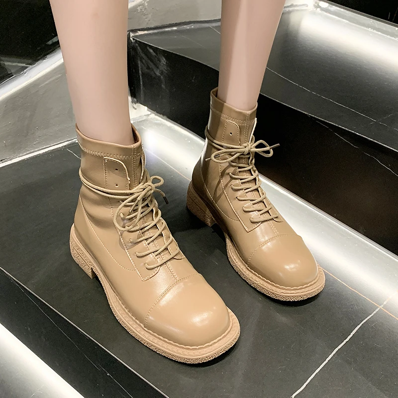 

Женские ботинки-женские ботинки с круглым носком, до середины икры, из прорезиненной ткани, без застежки, однотонные, до середины икры, из хл...