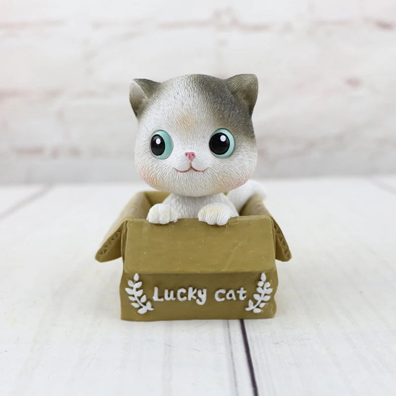 Счастливая кошка из смолы искусство для украшения дома Милая киска Kat аксессуары