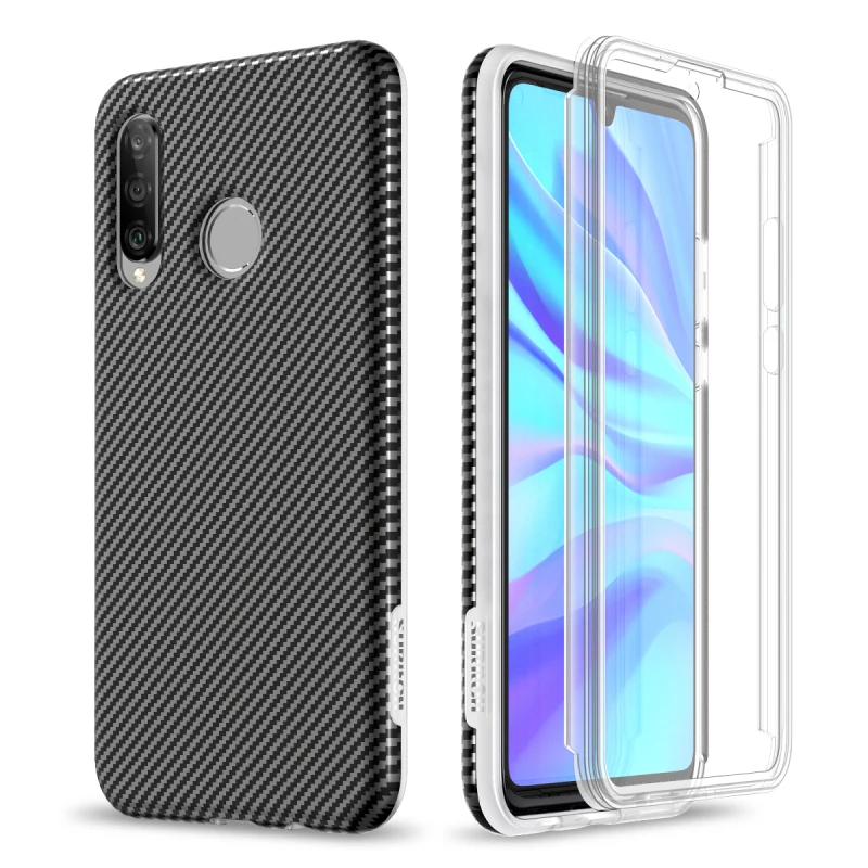 Мягкий чехол-бампер 2 в 1 для Huawei P30 lite 360 противоударный чехол со встроенным
