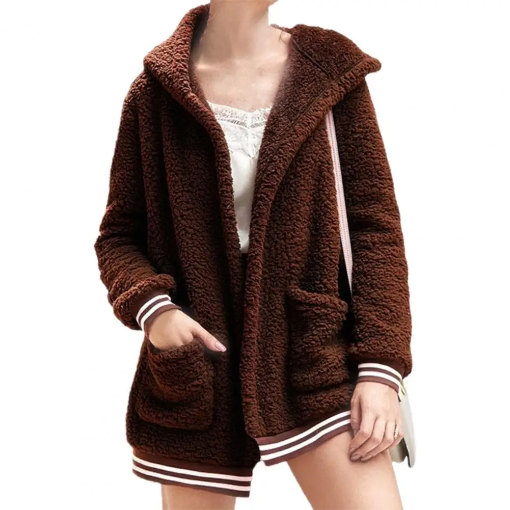 

Пушистая куртка, однотонное Женское пальто с капюшоном, пушистое пальто, свежее мягкое пальто