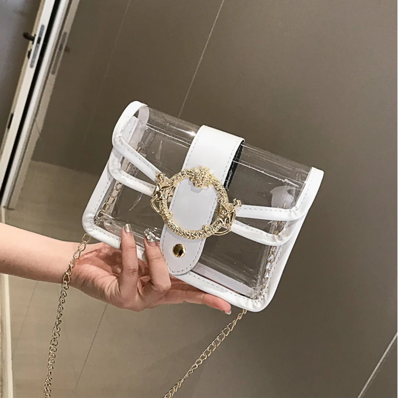 Мини-сумка женская летняя Прозрачная с цепочкой-клапаном 2020 |