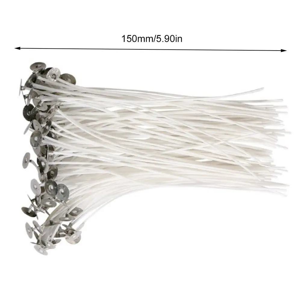 

100pcs/set Smokeless Candlewick 15cm For Make Candles Diy Handmade Candle Wick Parts Natural Cotton Core Party Supplies