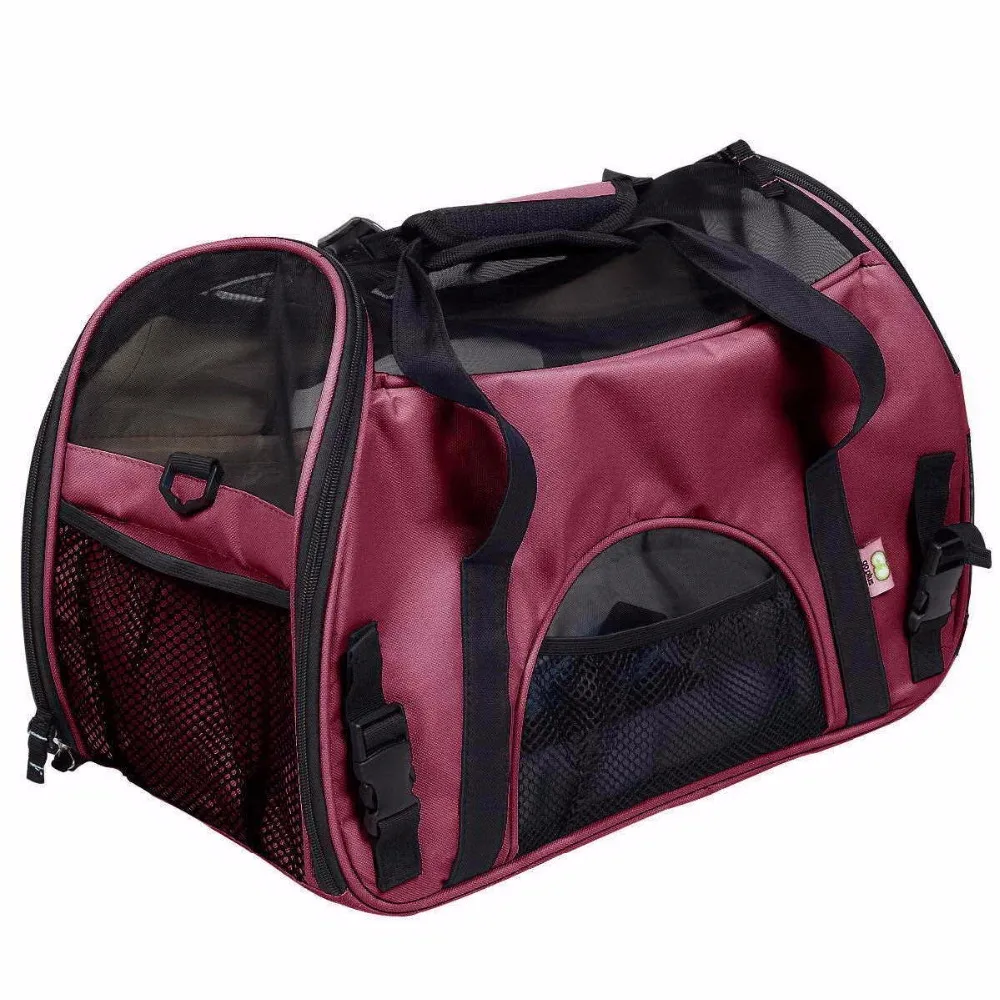 

portable dog bag for small dogs Folding Mesh Breathable pet carrier bag carry for dogs cats Inner Fleece Pad Zipped Doors