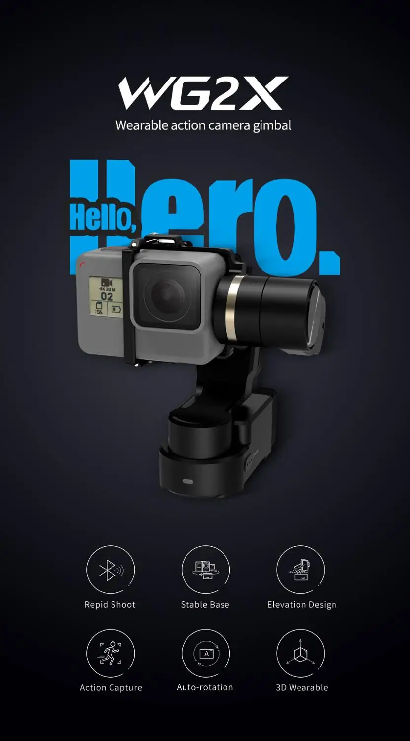 FeiyuTech WG2X 3-осевой стабилизатор носимых всплеск-доказательство платформа для GoPro Hero7/6/5 Session 4/5 Yi 4 K/AEE SJCAM motion камеры, экшн-Фотокамеры Bluetooth