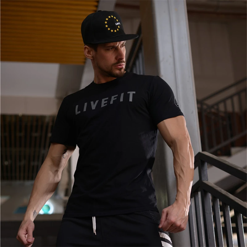 Футболка мужская хлопковая с коротким рукавом приталенная тенниска принтом