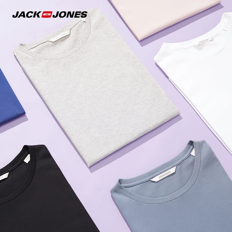 JackJones, Мужская хлопковая футболка, одноцветная, Ice Cool Touch, ткань, мужская, топ, модная футболка,, фирменная новинка, Мужская одежда, 220101546