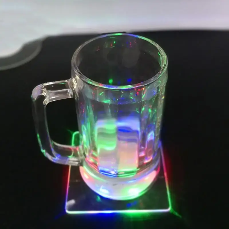 Acrylic Crystal Ultra-Thin LED Light Coaster Bar Cocktail Flash Base Luminous Mat And Round Cup Pad KTV | Дом и сад