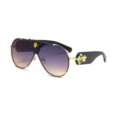 

2021 new fashion foreskin sunglasses female middle beam leather sunglasses Sunglasses