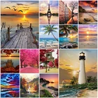 Алмазная вышивка сделай сам 5D побережье живописная полноразмернаякруглая Алмазная Картина Набор для вышивки крестиком Мозаика пляж домашнее фото Настенный декор