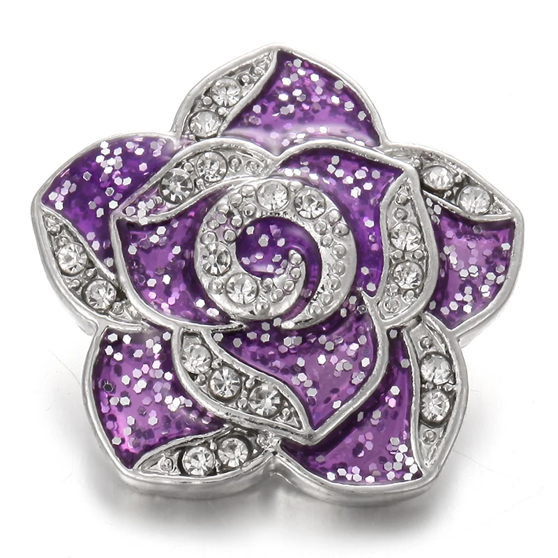 10 шт./лот,, ювелирные изделия, смешанные фиолетовые стразы, цветок, металлические подвески, 18 мм, 20 мм, кнопки, ювелирные изделия для браслетов с защелками - Окраска металла: 7