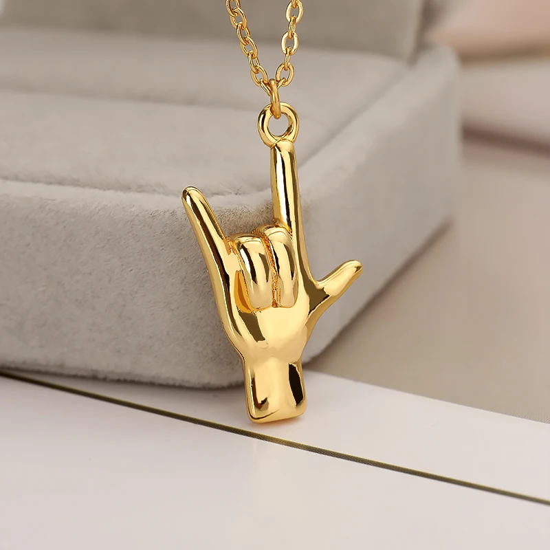

Hip Hop Finger Hands Pendants Necklace Gestures Stainless Steel Jewelry Rapper Index Finger Pinky Up Hand Shape Jewelry For Men