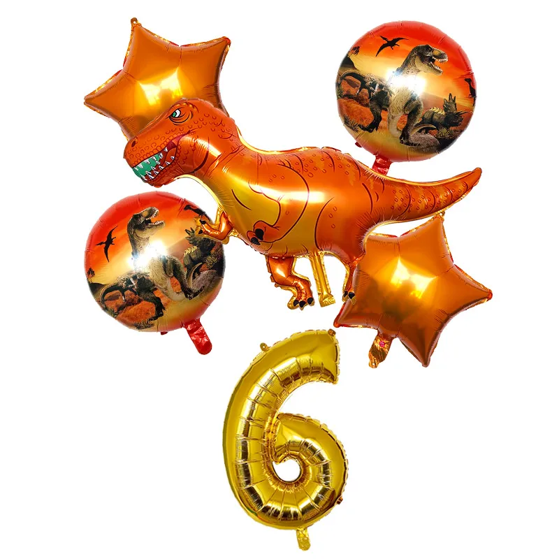 6 шт./компл. большой динозавр фольги Воздушные шары Зеленый Красный номер День