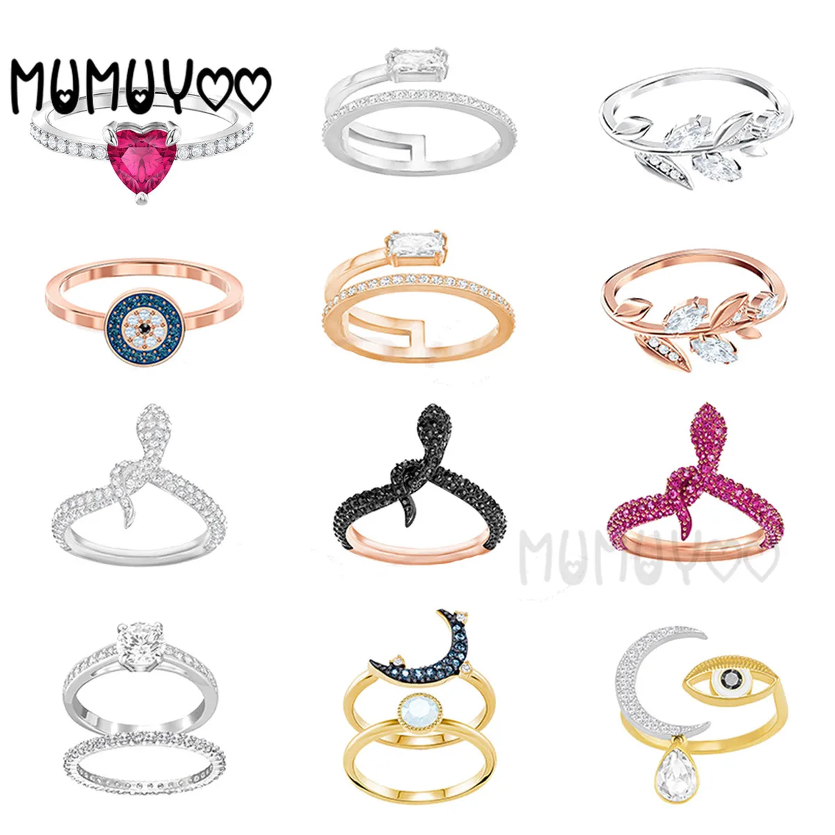 

SWA1:1 High Quality Fashion Jewelry Original Fashion Ring Magic Eye Bowknot Fox Bee Butterfly Brick Twisted Ring Romantic Women
