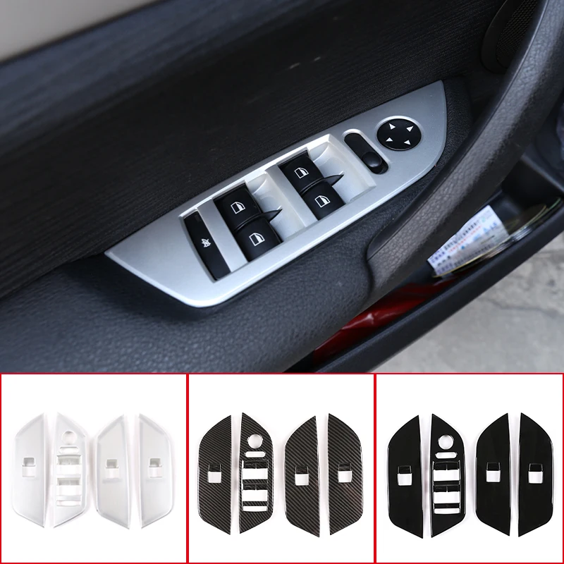 

ABS Chrome Silver Car Window Glass Lift Switch Button Control Panel Frame Cover Trim For BMW X1 2011-2015 Interior Accessories