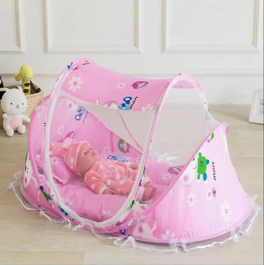 Детская кроватка с москитной сеткой матрас для сна детская подушка 3 шт./компл.