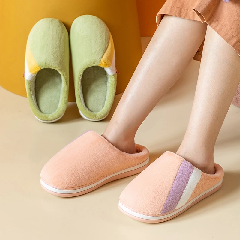 

Women Men Slippers Winter Home Fashion Non-Slip Soft Warm Cute Indoor Bedroom House Couples Floor Shoes