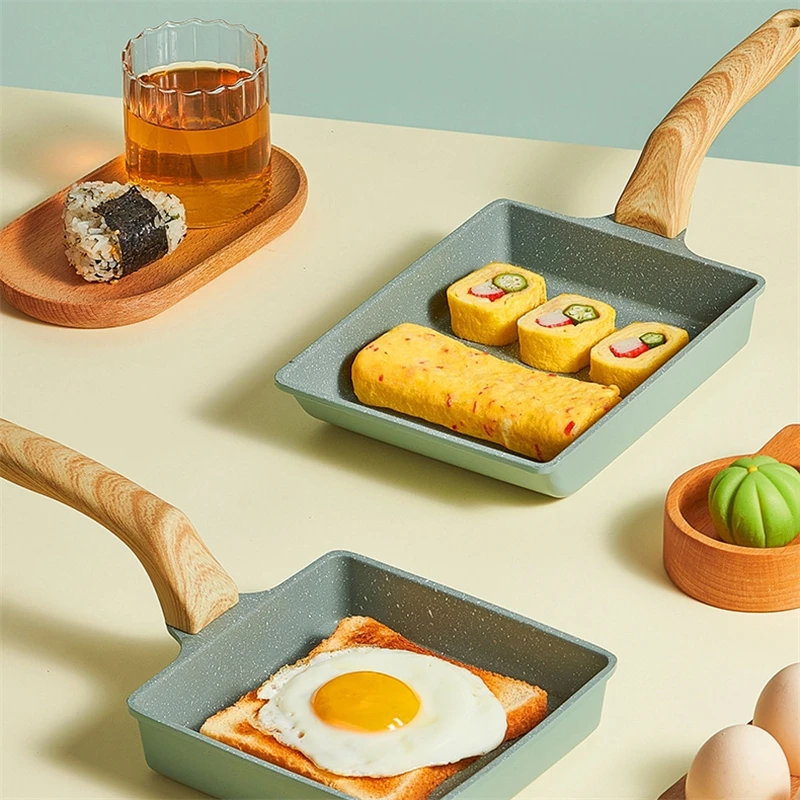 Японская антипригарная зеленая сковорода Tamagoyaki Omelettes кухонная посуда из