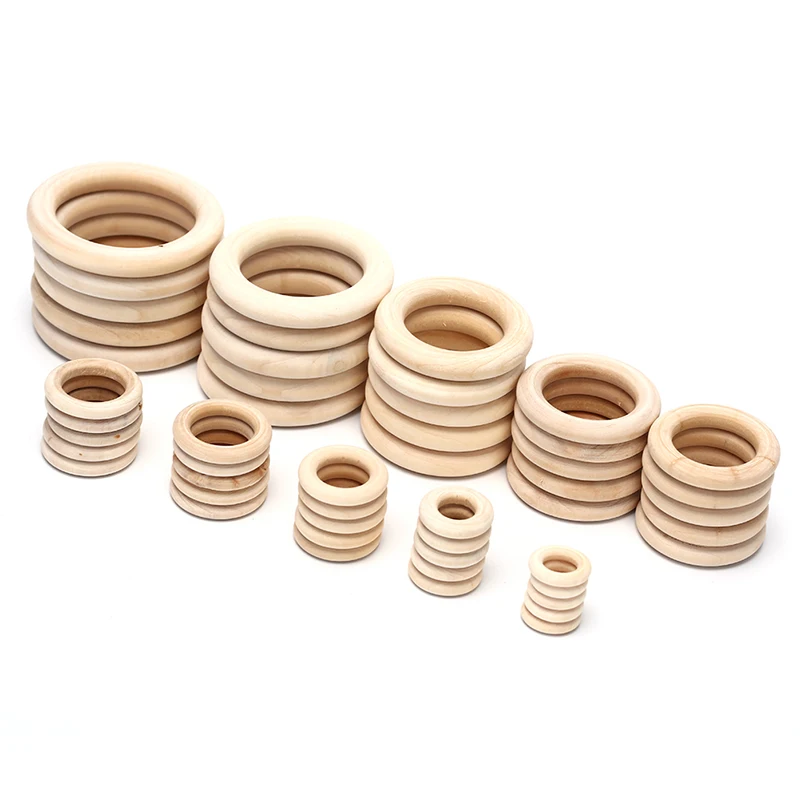 

5/10/20/50pcs Natural Wood Teething Beads Wooden Ring Children Kids DIY Wooden Jewelry Making Crafts 10 Size