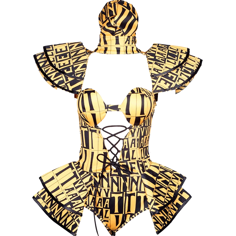 

SexyStageCostumeWomen Bar Ds Costumes DJ Female Singer Nightclub Print Bodysuit Pole Dance Clothing Festival Outfit DT1606