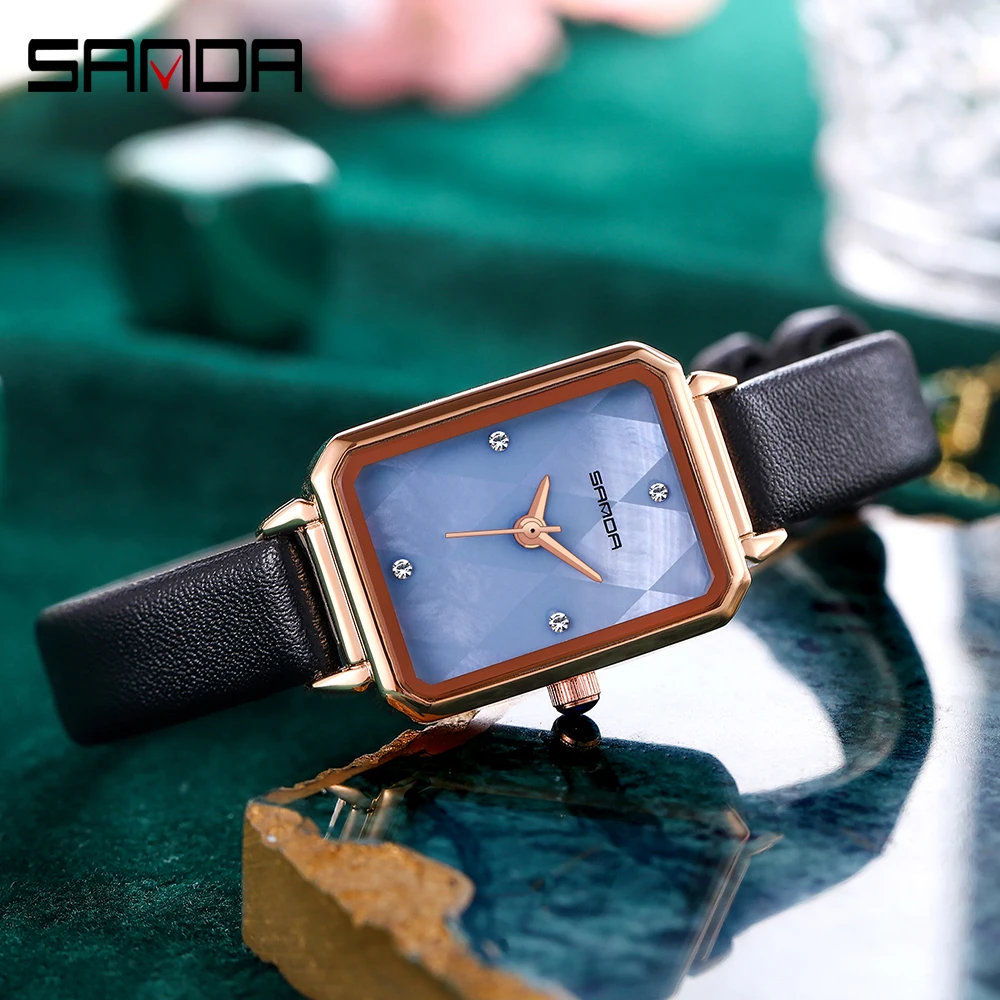 

Leather Watches For Women Luxury Diamond Brand Quartz Casual Ladies Watch Fashion Japan Movt Elegant Rose Gold Bracelet Clock