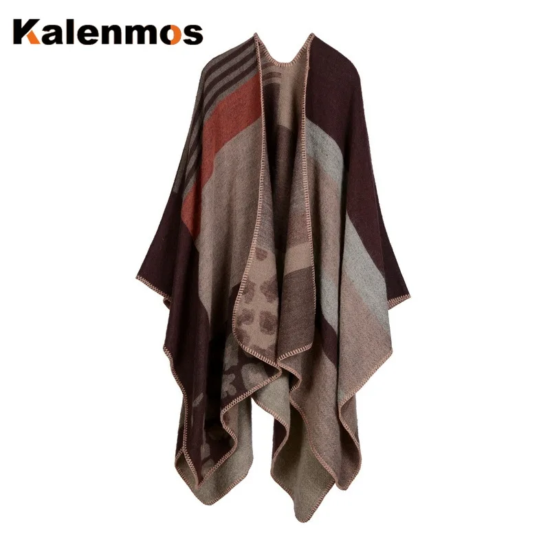 Женское одеяло шарф толстая обмотка пончо в клетку шаль для путешествий имитация