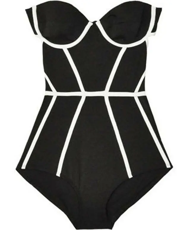 

2020 Newest Hot One Piece Sexy Women Ladies Black Strapless Swimsuit Swimwear Bathing Monokini Push-Up Padded Bikini Monokini