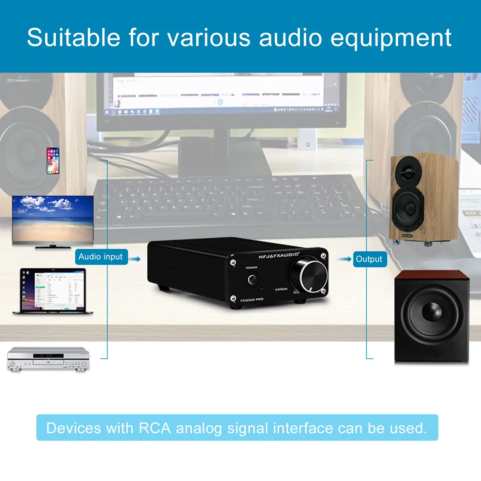 Цифровой усилитель FX-AUDIO FX502S PRO 2x80 Вт Hi-Fi мини стерео аудиоусилитель источник
