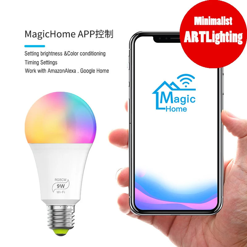 

Smart Light Bulb AL Abovelights A19 E26 E27 9W WiFi LED Smart Bulb Works with Alexa Echo Google Home & Siri