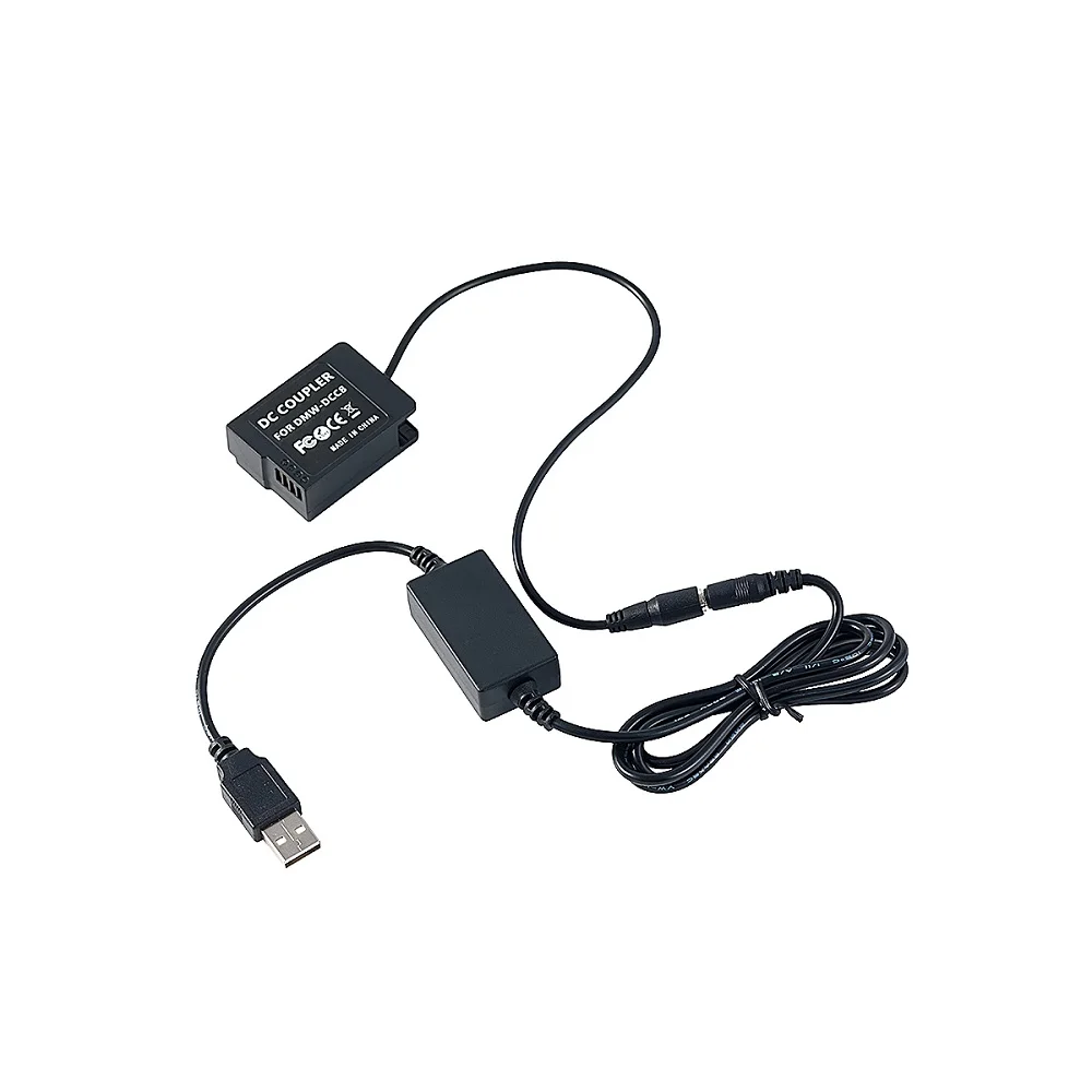 DMW-BLC12/DCC8 пустышка батарея и USB 5V Boost кабель AC-PW20 DC муфта адаптер питания для Panasonic