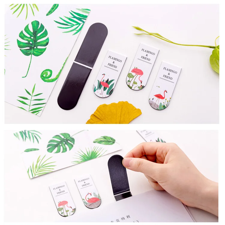 4 шт./компл. Симпатичные Фламинго магнитная закладка для книги этикетки Клип