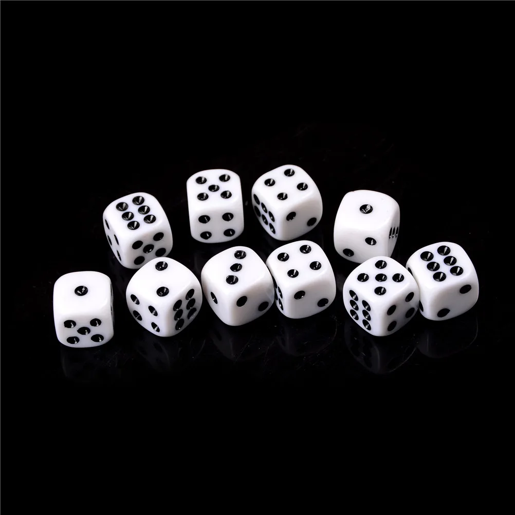 

Six Sided Round Corner Opaque Dice RPG Standard Gambling Games Pips Cube Funny Toy White Playing Dices Set HOT SALE