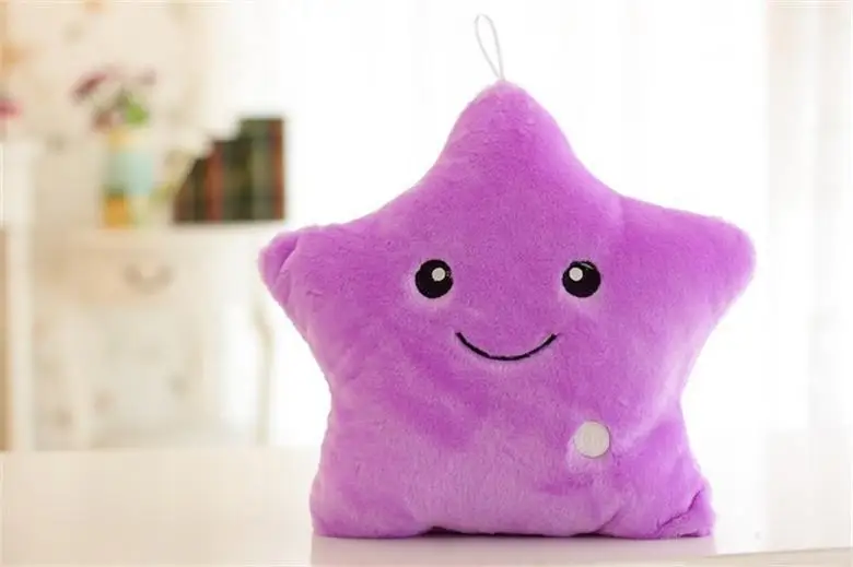 Purple Star 34CM Creative Toy Luminous Pillow Girls Led Cushion Toys Kids Colorful Plush Light Gift Stuffed Soft Glowing Children For Stars - Цвет: Purple Star