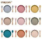 TYRY.HU, силиконовая тарелка, Детская тарелка, мультяшный Лев, набор ложка и вилка, силиконовая для кормления малышей, тарелка, детская посуда