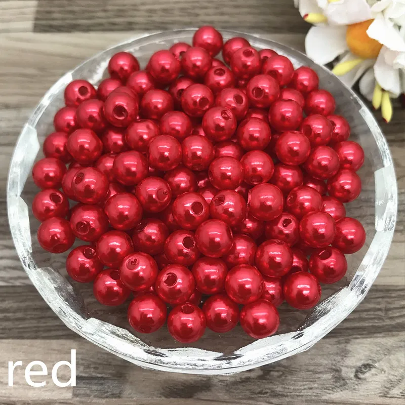 Акриловые жемчужные бусины круглые россыпью с отверстием 4 мм 6 8 10 для