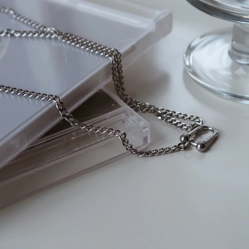 Корейская мода U образный кулон тайский серебряный цвет ретро ожерелье для