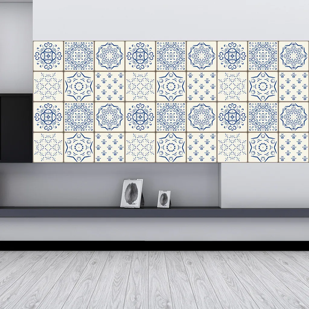 20X20 см имитация плитки с цветочным принтом стены Стикеры s Кухня самоклеящаяся