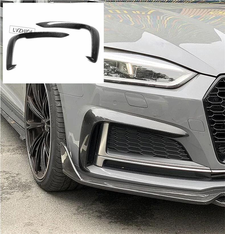 Фото Для Audi A5 S5 B9 2017-2020 настоящее углеродное волокно, передний и задний диффузор, спойлер, бампер, разветвители, комплект боковой юбки, ветровой нож, фартуки №3