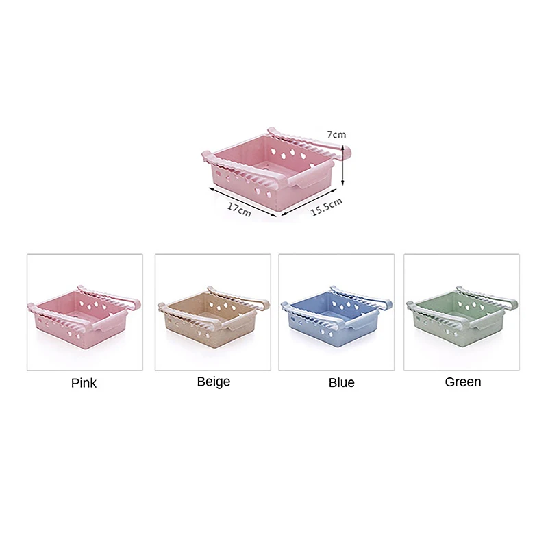 

Solid Color Plastic Refrigerator Storage Container Crisper Storage Box Refrigerator Partition Layer Drawer Type Shelf with Clip