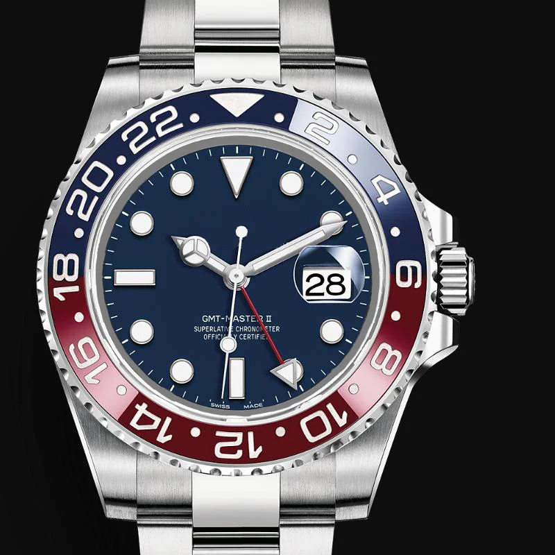 

New Black BLue Ceramic Bezel Automatic Mechanical Watch Mens 40MM GMT 126710 Stainless Steel Bracelet Watches AAA+