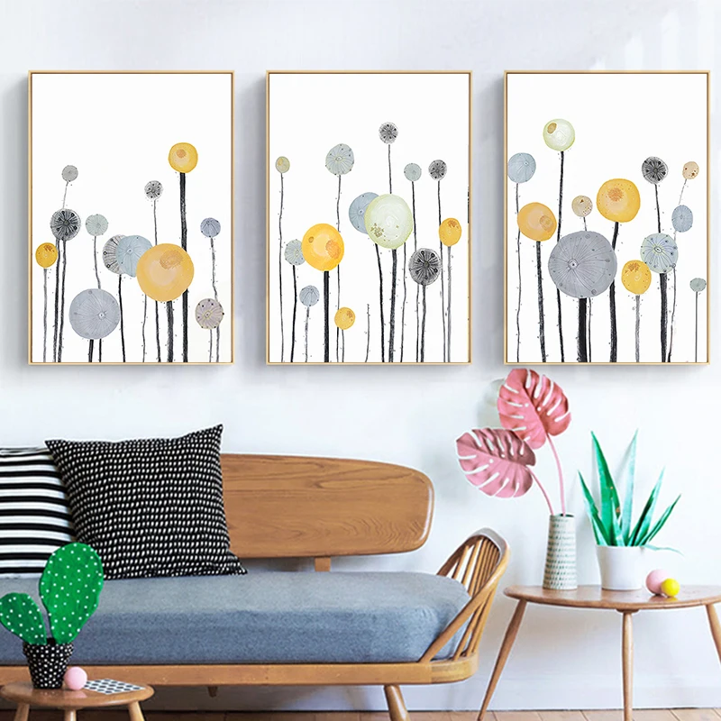 Скандинавский абстрактный Одуванчик цветы украшение для дома настенное